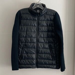 Lou & Grey Quilted Black Puffer with Knit Sleeves